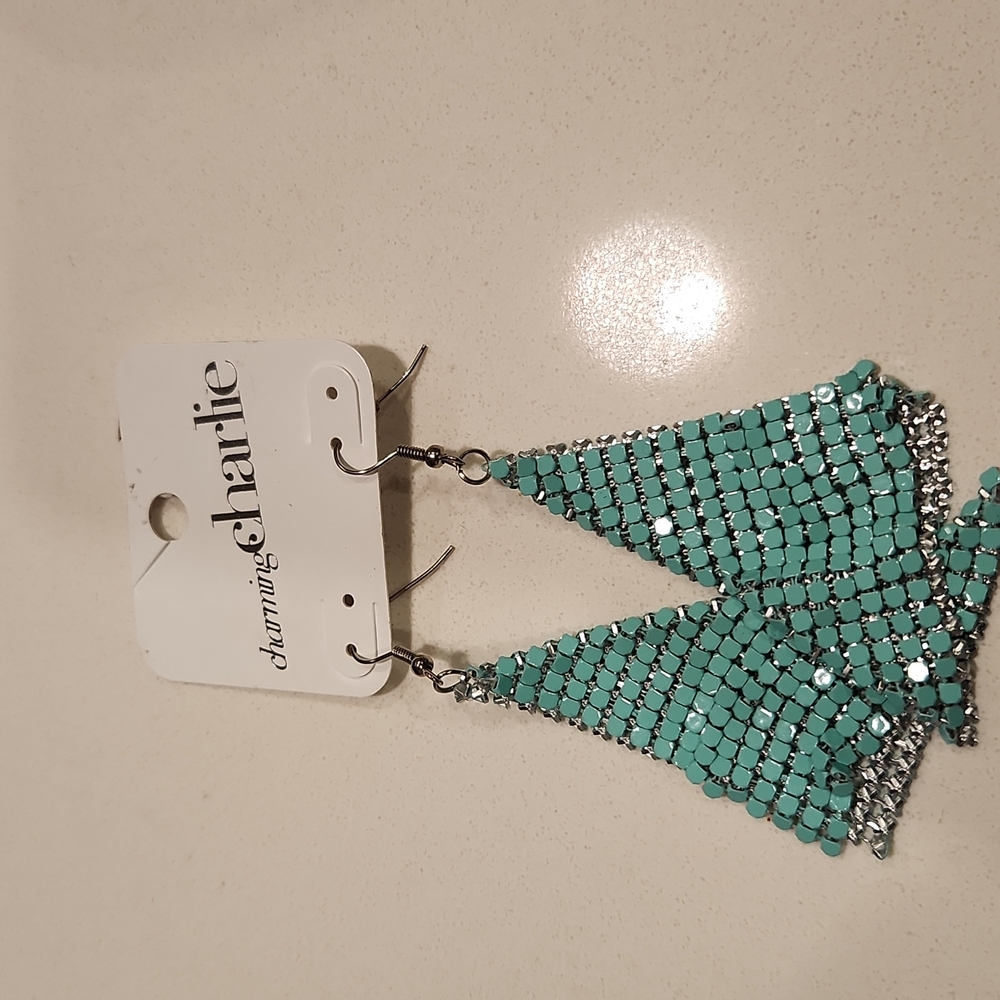 Charming Charlie Mint Green and Silver Earrings